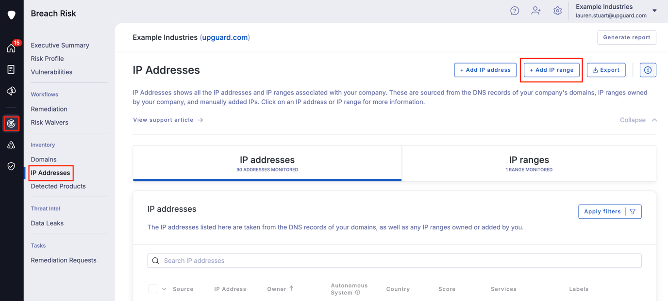 How to add a custom IP address or IP ranges