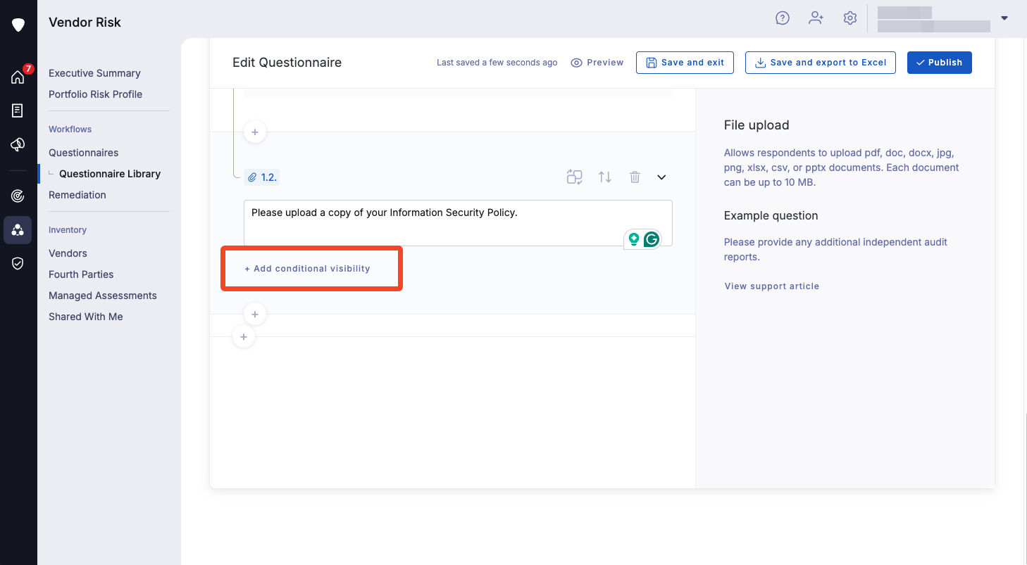 How to create a custom questionnaire